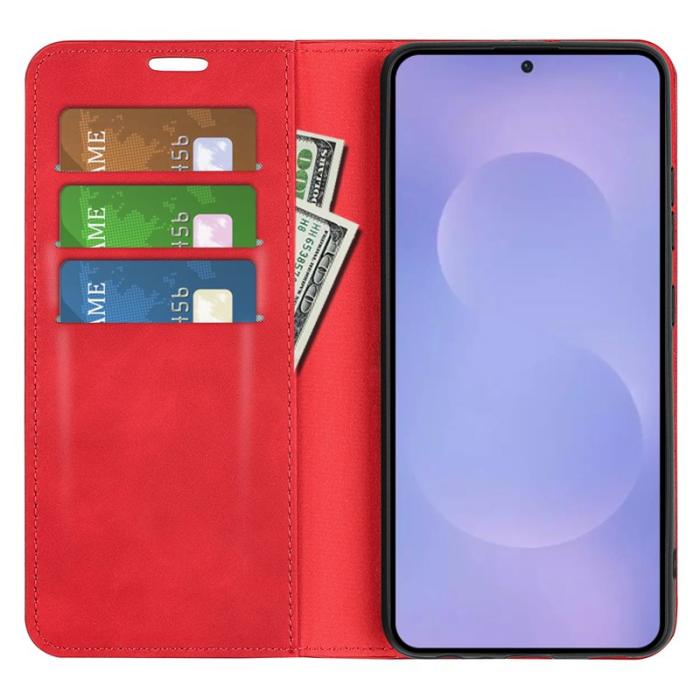 OEM - Samsung Galaxy S26 Fodral Konstläder Touch - Röd