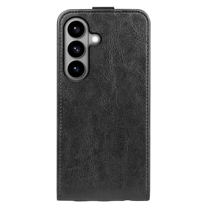 OEM - Samsung Galaxy S26 Fodral Med Kortfack Vertikal Flip Äkta Läder - Svart