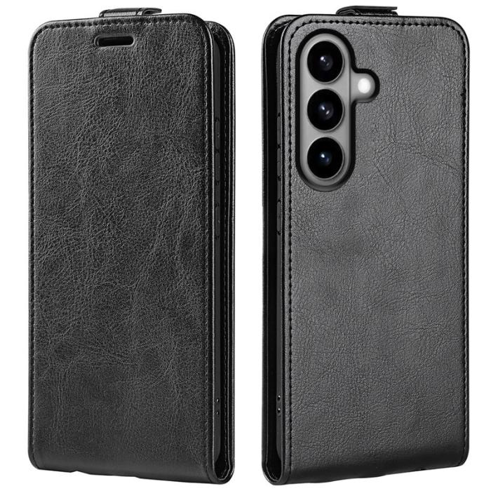 OEM - Samsung Galaxy S26 Fodral Med Kortfack Vertikal Flip Äkta Läder - Svart