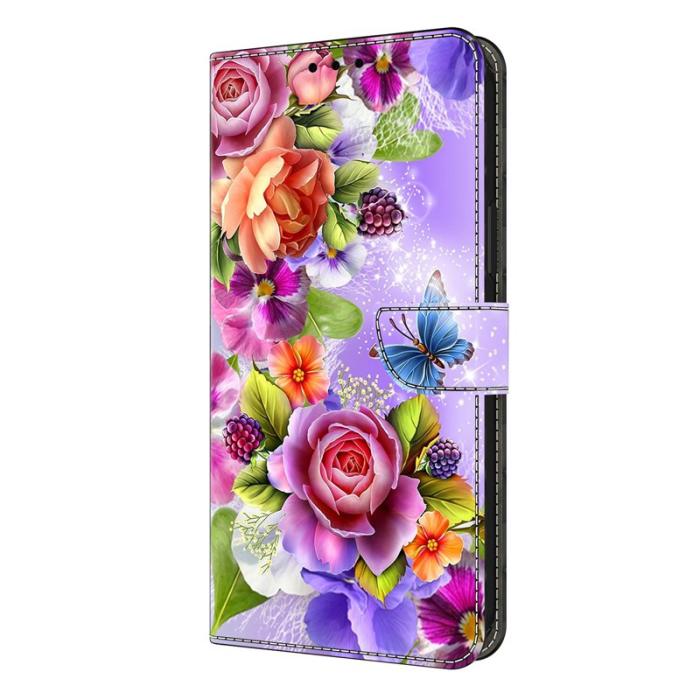 OEM - Samsung Galaxy S26 Fodral Mönstertryck Konstläder Flip Ställ - Blommor