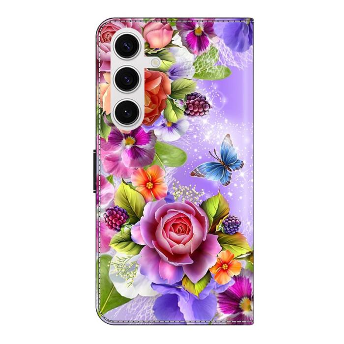 OEM - Samsung Galaxy S26 Fodral Mönstertryck Konstläder Flip Ställ - Blommor