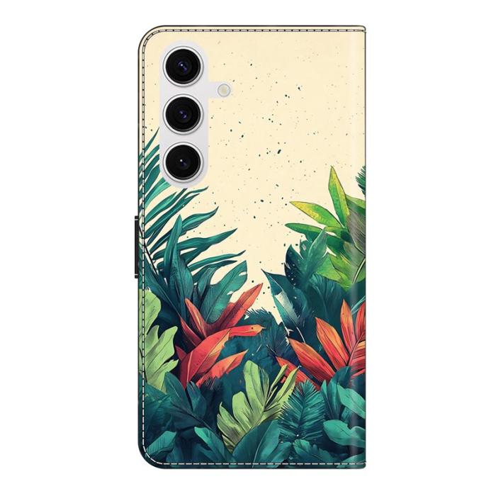 OEM - Samsung Galaxy S26 Fodral Mönstertryck PU Läder Flip Ställ - Leaves