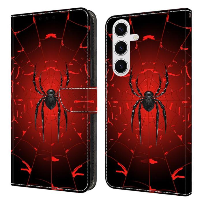 OEM - Samsung Galaxy S26 Fodral Mönstertryck PU Läder Flip Ställ - Svart Spider