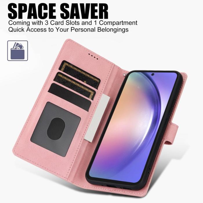 OEM - Samsung Galaxy S26+ Plånboksfodral Konstläder Med Ställ - Rosa