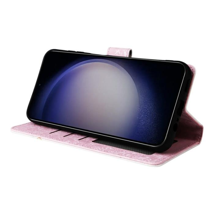 OEM - Samsung Galaxy S26 Plus Plånboksfodral RFID Skydd Konstläder - Fjäril Blomma