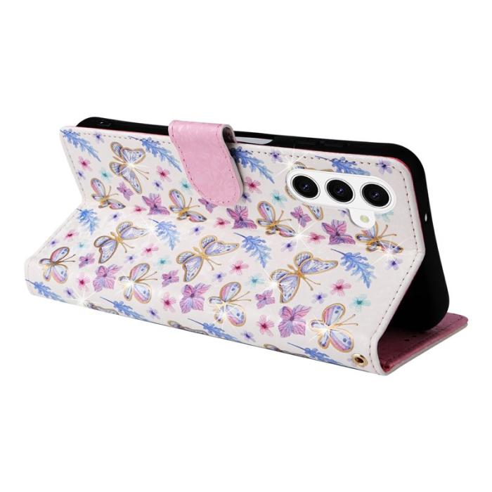 OEM - Samsung Galaxy S26 Plus Plånboksfodral RFID Skydd Konstläder - Fjäril Blomma