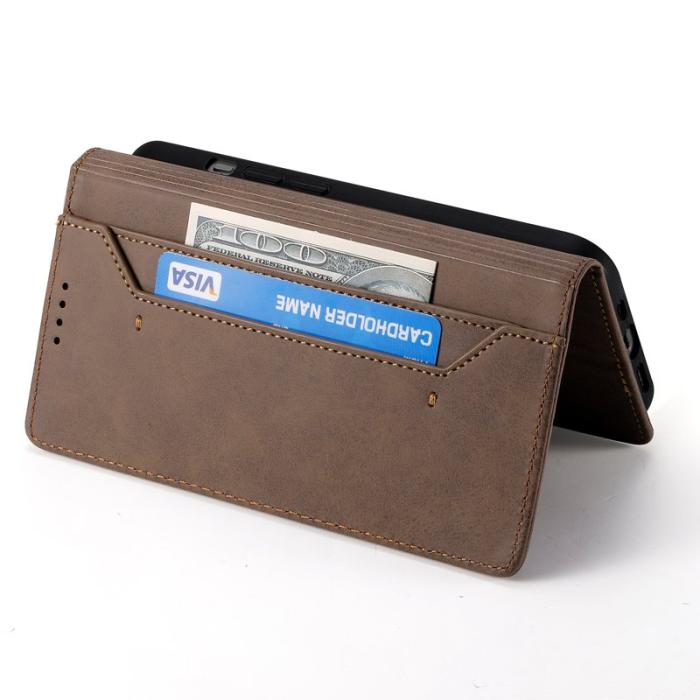 OEM - Samsung Galaxy S26+ Plånboksfodral RFID Skydd Konstläder - Brun