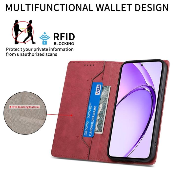OEM - Samsung Galaxy S26+ Plånboksfodral RFID Skydd Konstläder - Röd