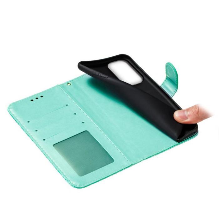 OEM - Samsung Galaxy S26 Fodral Spetsblommor PU Läder Flip - Grön