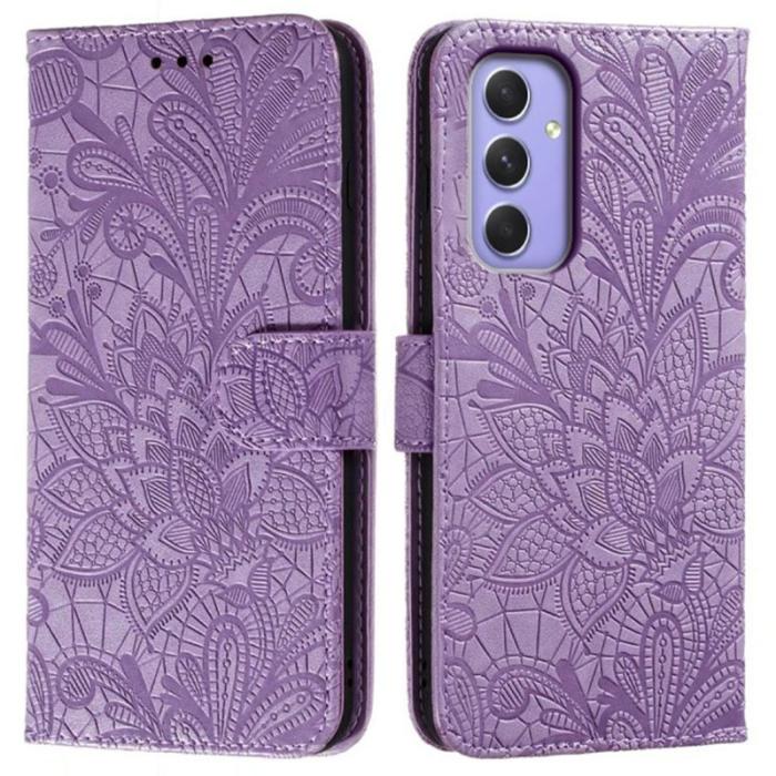 OEM - Samsung Galaxy S26 Fodral Spetsblommor PU Läder Flip - Lila