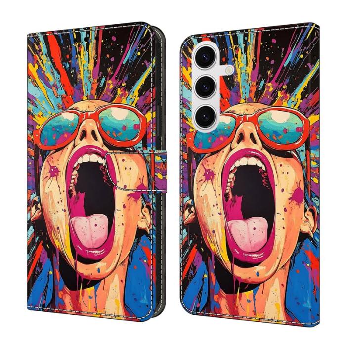 OEM - Samsung Galaxy S26 Fodral Vikbart Ställ PU Läder Mönster - Graffiti Scream