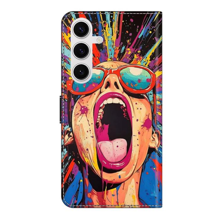 OEM - Samsung Galaxy S26 Fodral Vikbart Ställ PU Läder Mönster - Graffiti Scream