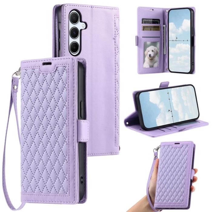 OEM - Samsung Galaxy S26 Plus Plånboksfodral Konstläder Rhombus Textur - Lila