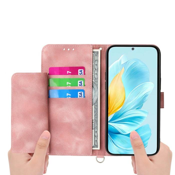 OEM - Samsung Galaxy S26 Plus Plånboksfodral Blommönster Konstläder - Rosa