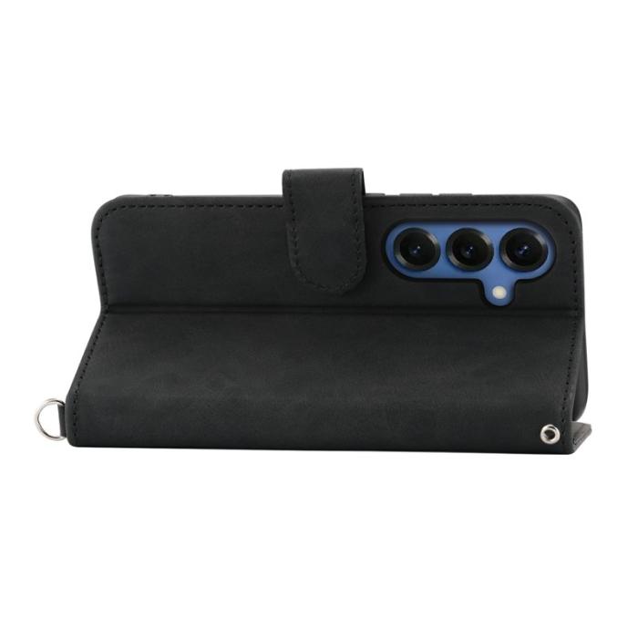 OEM - Samsung Galaxy S26 Plus Plånboksfodral Blommönster Konstläder - Svart