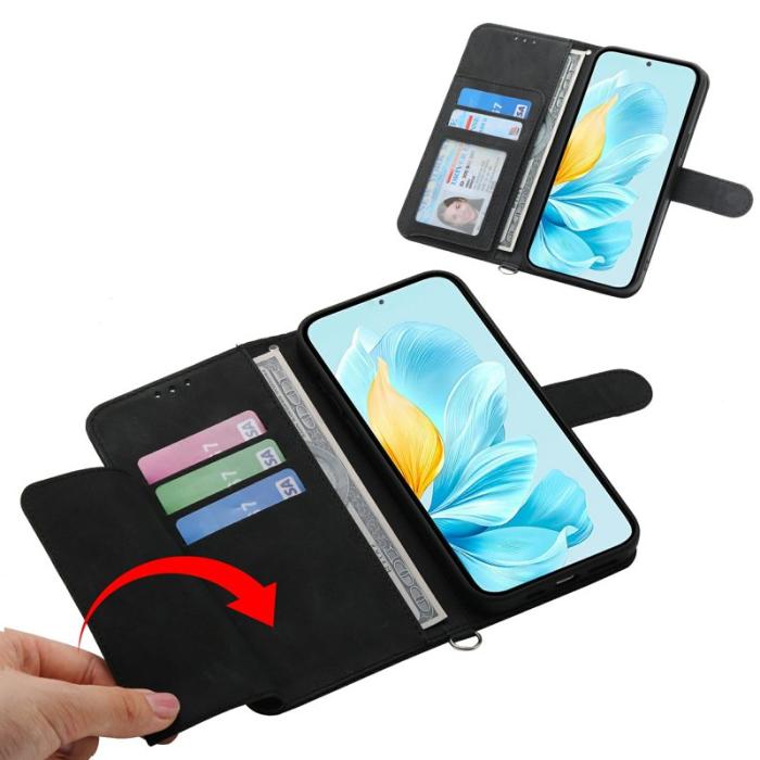 OEM - Samsung Galaxy S26 Plus Plånboksfodral Blommönster Konstläder - Svart