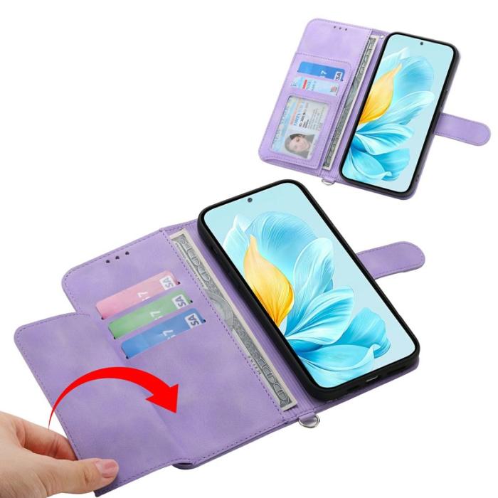 OEM - Samsung Galaxy S26 Plus Plånboksfodral Konstläder Blommönster - Lila