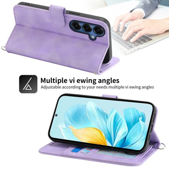 OEM - Samsung Galaxy S26 Plus Plånboksfodral Konstläder Blommönster - Lila