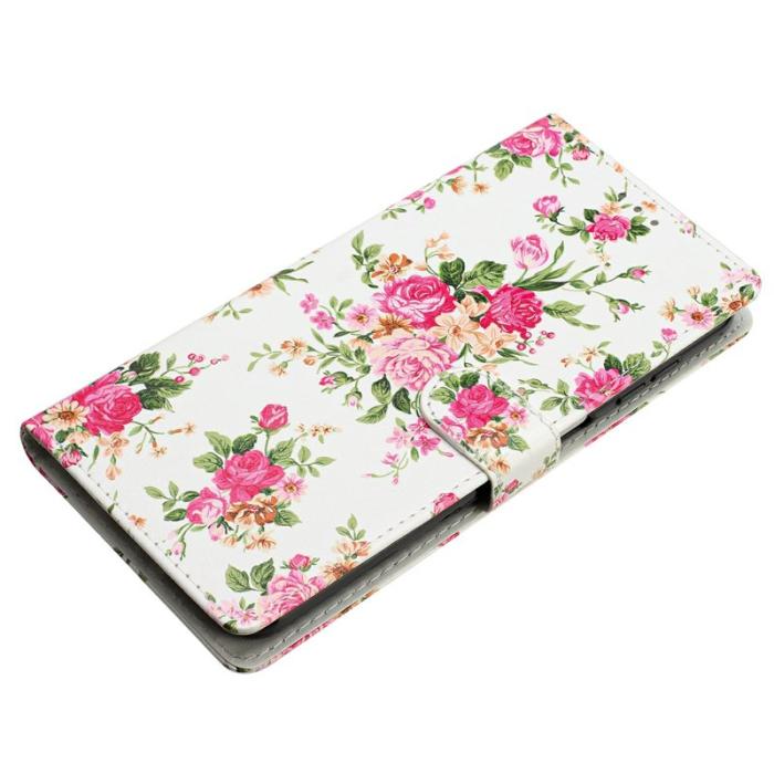 OEM - Samsung Galaxy S26 Plus Plånboksfodral Konstläder Ställ Röda Blommor