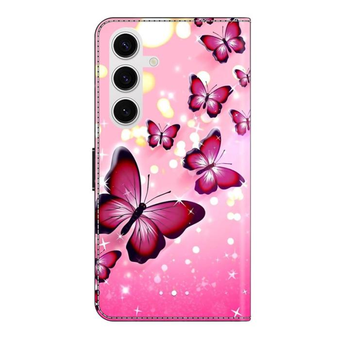 OEM - Samsung Galaxy S26 Plus Plånboksfodral Ställning Konstläder - Rosa Fjäril