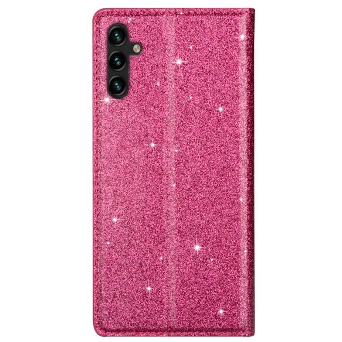 OEM - Samsung Galaxy S26 Plus Mobilskal Glittrande Konstläder + TPU Kortfack - Rosa