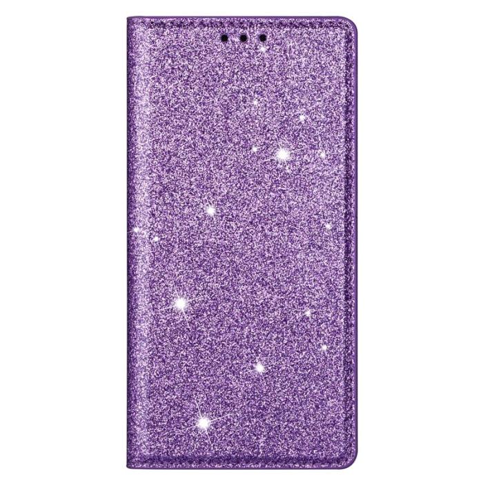 OEM - Samsung Galaxy S26 Plus Mobilskal Glittrande PU Läder + TPU Kortfack - Lila