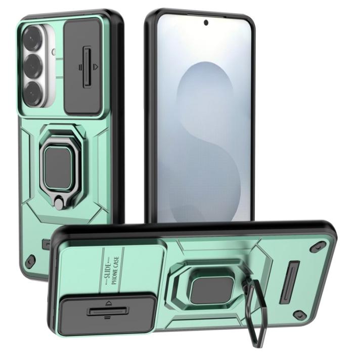 OEM - Samsung Galaxy S26 Plus Mobilskal Plast Kickstand Skydd med Linsskydd - Grön