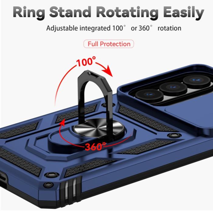 OEM - Samsung Galaxy S26 Plus Mobilskal Plast Med Linsskydd Ställ - Blå