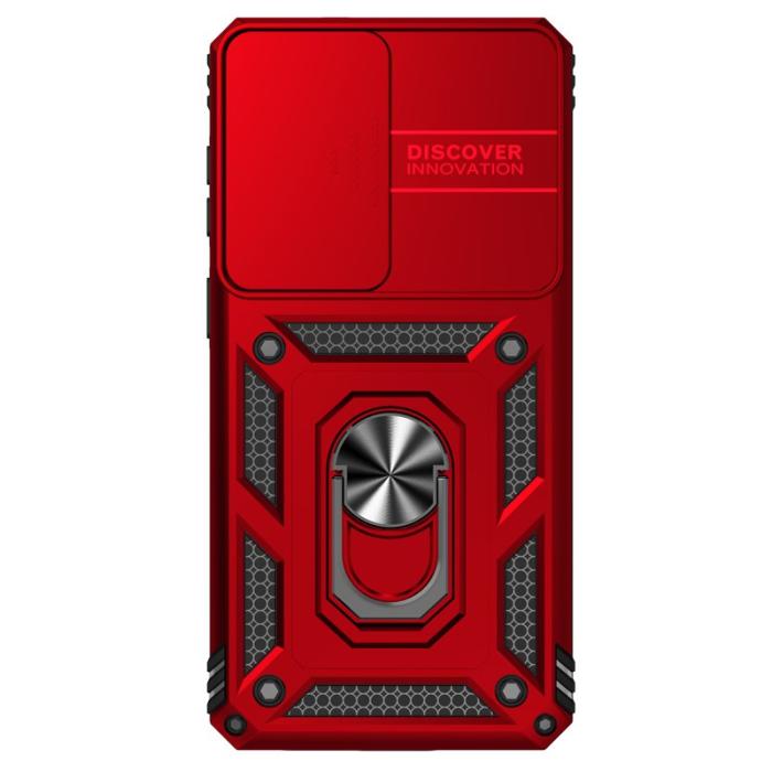 OEM - Samsung Galaxy S26 Plus Mobilskal Plast Med Linsskydd Ställ - Röd