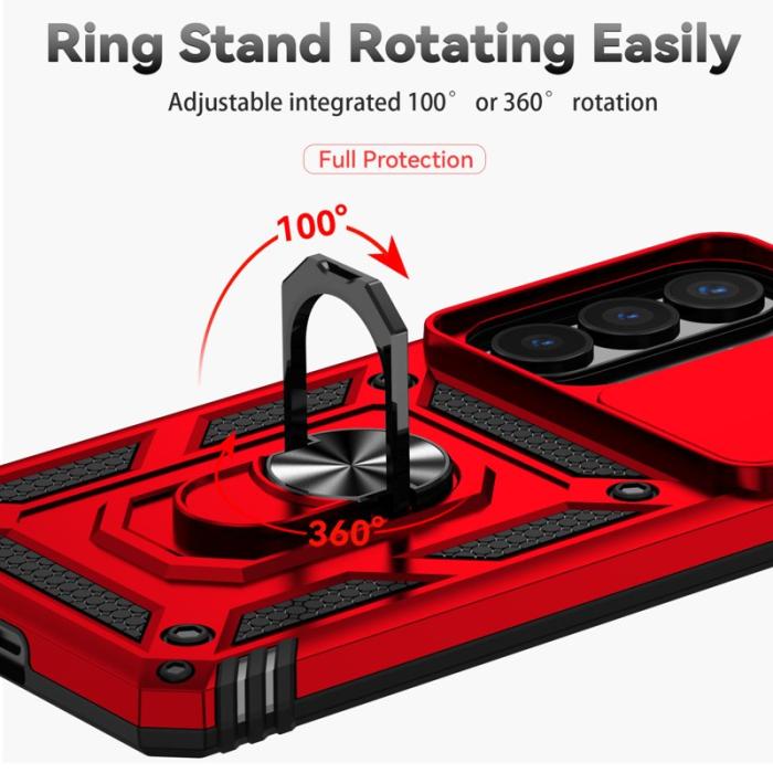 OEM - Samsung Galaxy S26 Plus Mobilskal Plast Med Linsskydd Ställ - Röd
