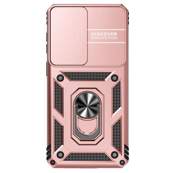 OEM - Samsung Galaxy S26 Plus Mobilskal Plast Med Linsskydd Ställ - Roséguld