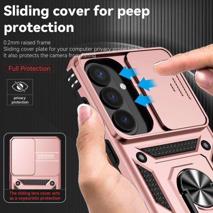 OEM - Samsung Galaxy S26 Plus Mobilskal Plast Med Linsskydd Ställ - Roséguld