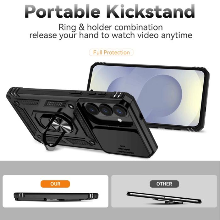 OEM - Samsung Galaxy S26 Plus Mobilskal Plast Med Linsskydd Ställ - Svart