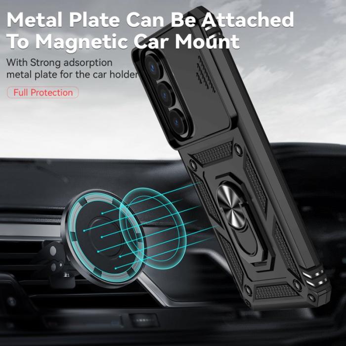 OEM - Samsung Galaxy S26 Plus Mobilskal Plast Med Linsskydd Ställ - Svart