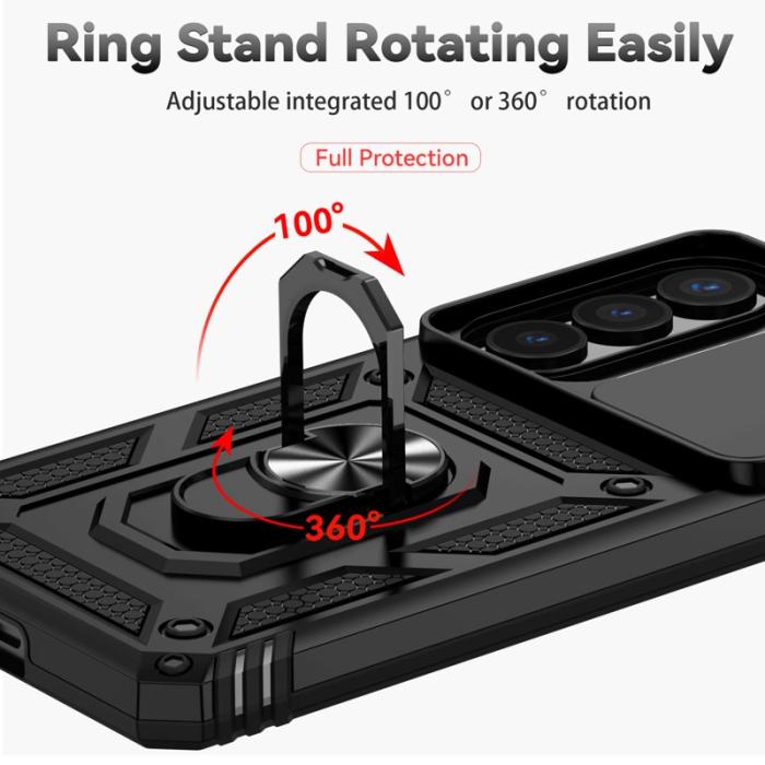 OEM - Samsung Galaxy S26 Plus Mobilskal Plast Med Linsskydd Ställ - Svart
