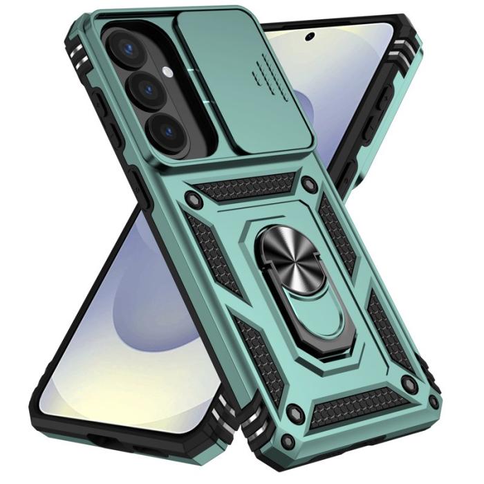 OEM - Samsung Galaxy S26 Plus Mobilskal Plast Med Linsskydd Ställ - Grön