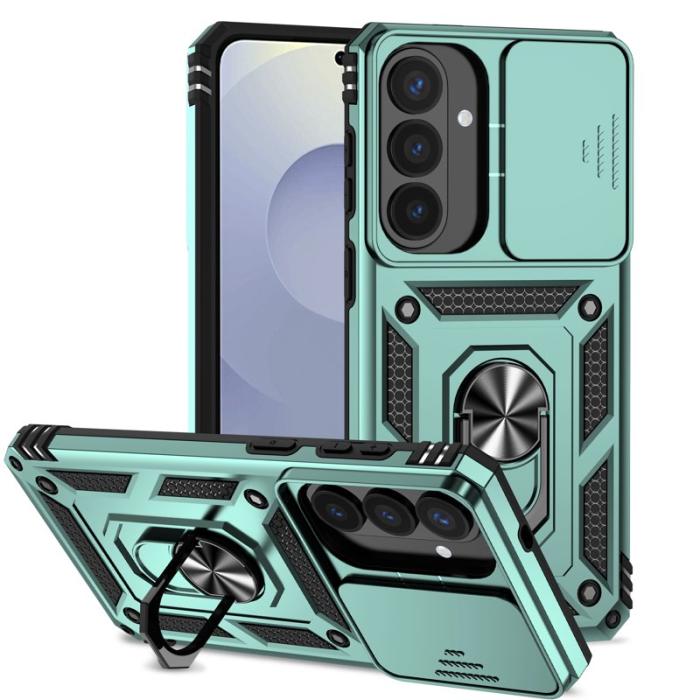 OEM - Samsung Galaxy S26 Plus Mobilskal Plast Med Linsskydd Ställ - Grön