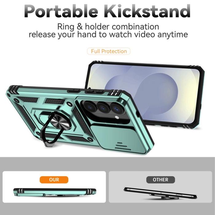 OEM - Samsung Galaxy S26 Plus Mobilskal Plast Med Linsskydd Ställ - Grön