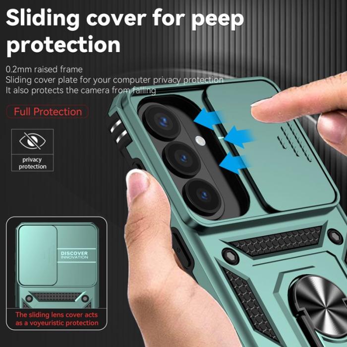 OEM - Samsung Galaxy S26 Plus Mobilskal Plast Med Linsskydd Ställ - Grön