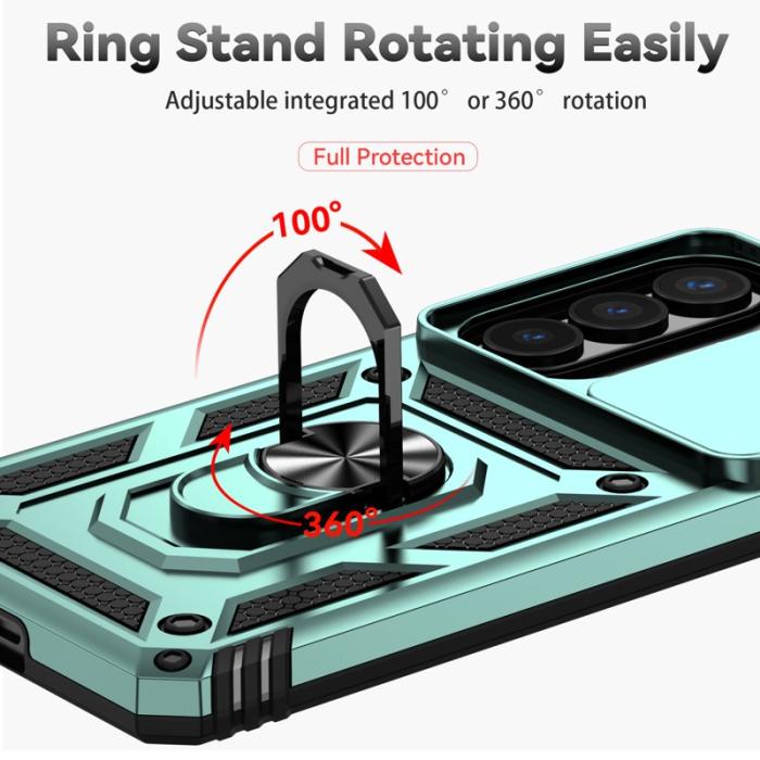 OEM - Samsung Galaxy S26 Plus Mobilskal Plast Med Linsskydd Ställ - Grön