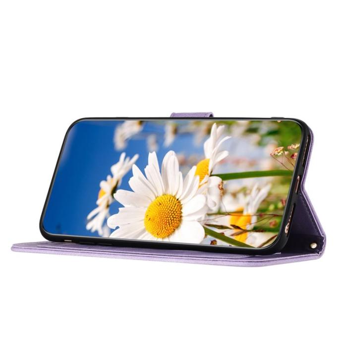 OEM - Samsung Galaxy S26 Plus Mobilskal PU Läder Blommönster - Lila