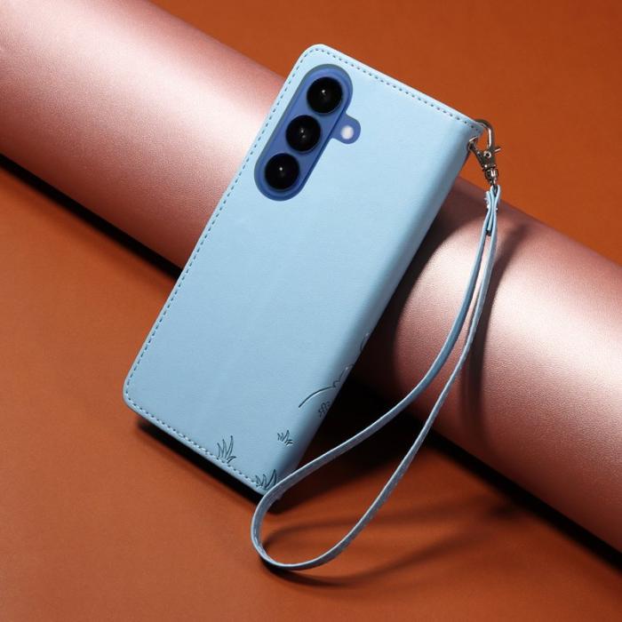 OEM - Samsung Galaxy S26 Plus Mobilskal RFID-Skydd KonstLäder Hundmönster - Blå