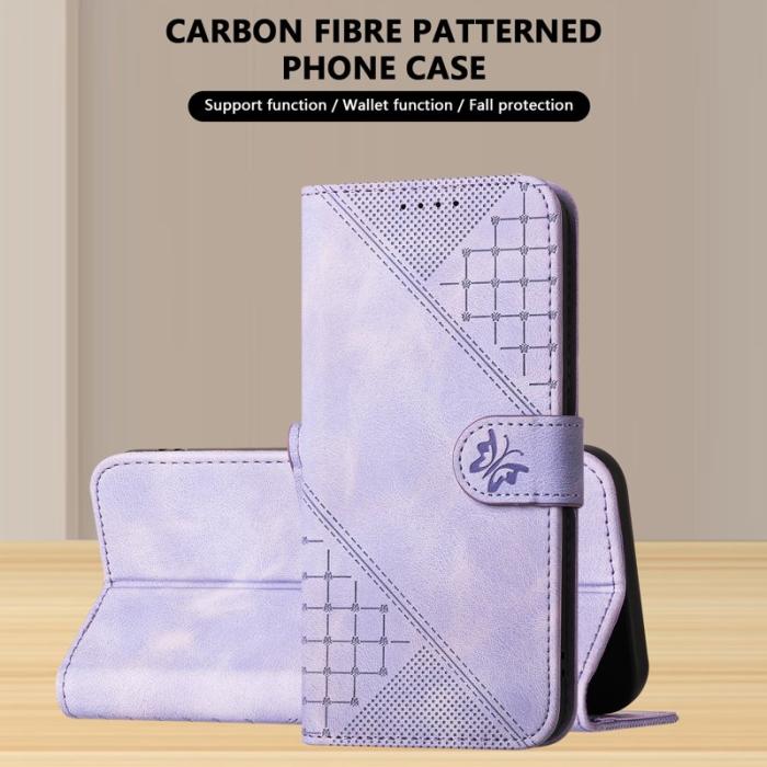 OEM - Samsung Galaxy S26 Pro Fodral Äkta Läder Blomma Prägling - Lila