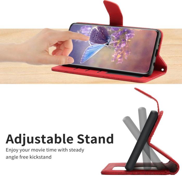 OEM - Samsung Galaxy S26 Pro Fodral Äkta Läder Blomma - Röd