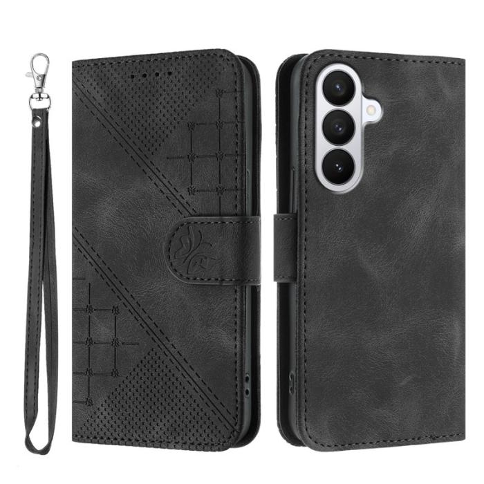 OEM - Samsung Galaxy S26 Pro Fodral Äkta Läder Fjäril Blomma - Svart