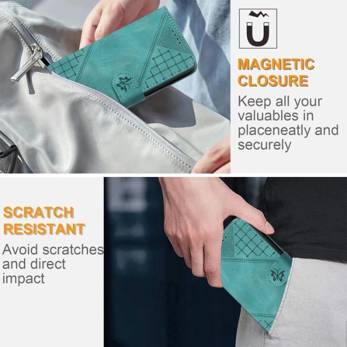 OEM - Samsung Galaxy S26 Pro Fodral Äkta Läder Fjäril Blommor - Ljusblå