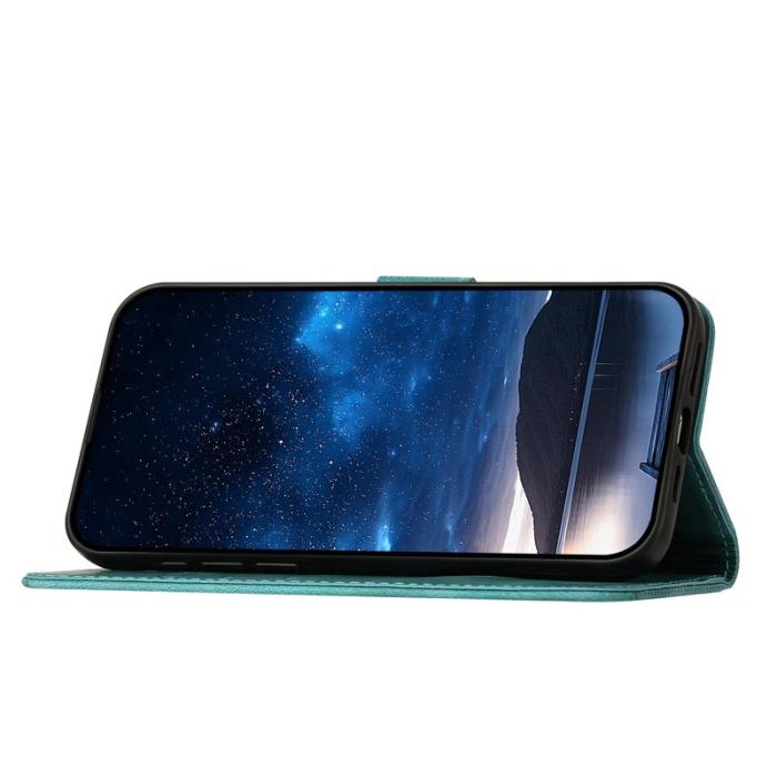 OEM - Samsung Galaxy S26 Pro Fodral Äkta Läder Fjäril Blommor - Ljusblå