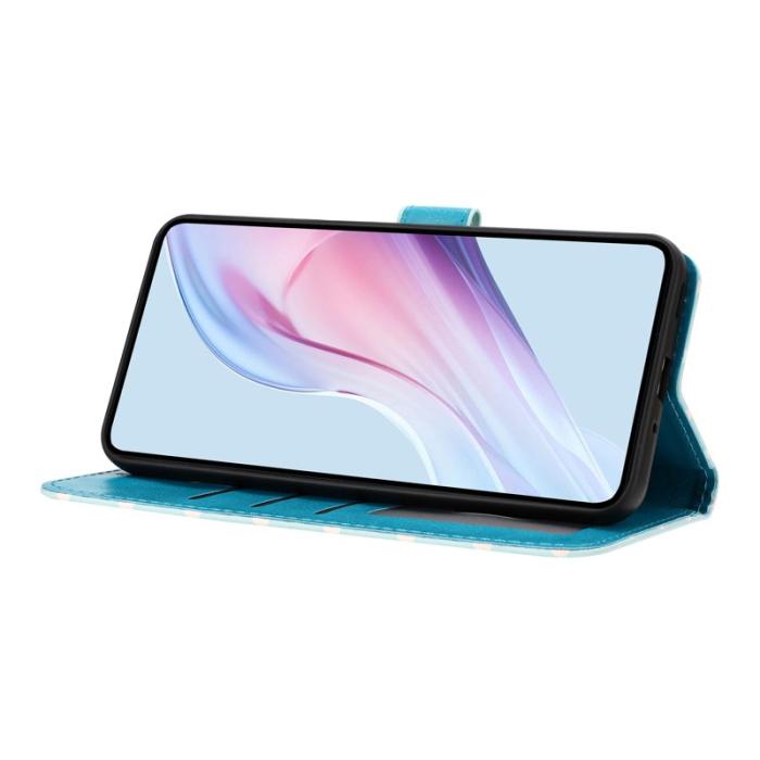 OEM - Samsung Galaxy S26 Pro Fodral Äkta Läder Prickigt Ställ - Blå