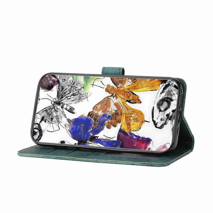 OEM - Samsung Galaxy S26 Pro Fodral Fjärilsdesign Flip Äkta Läder - Grön
