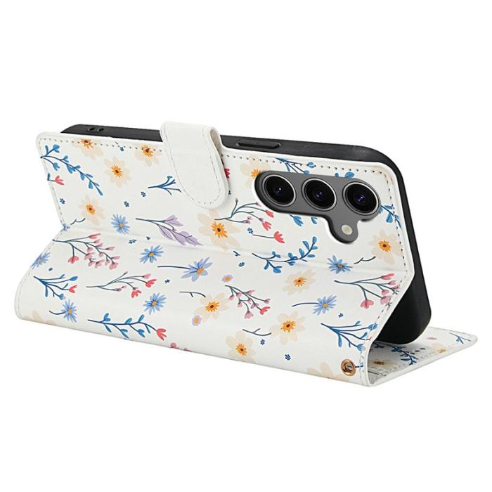 OEM - Samsung Galaxy S26 Pro Fodral Rhombic Blommönster Äkta Läder - A2